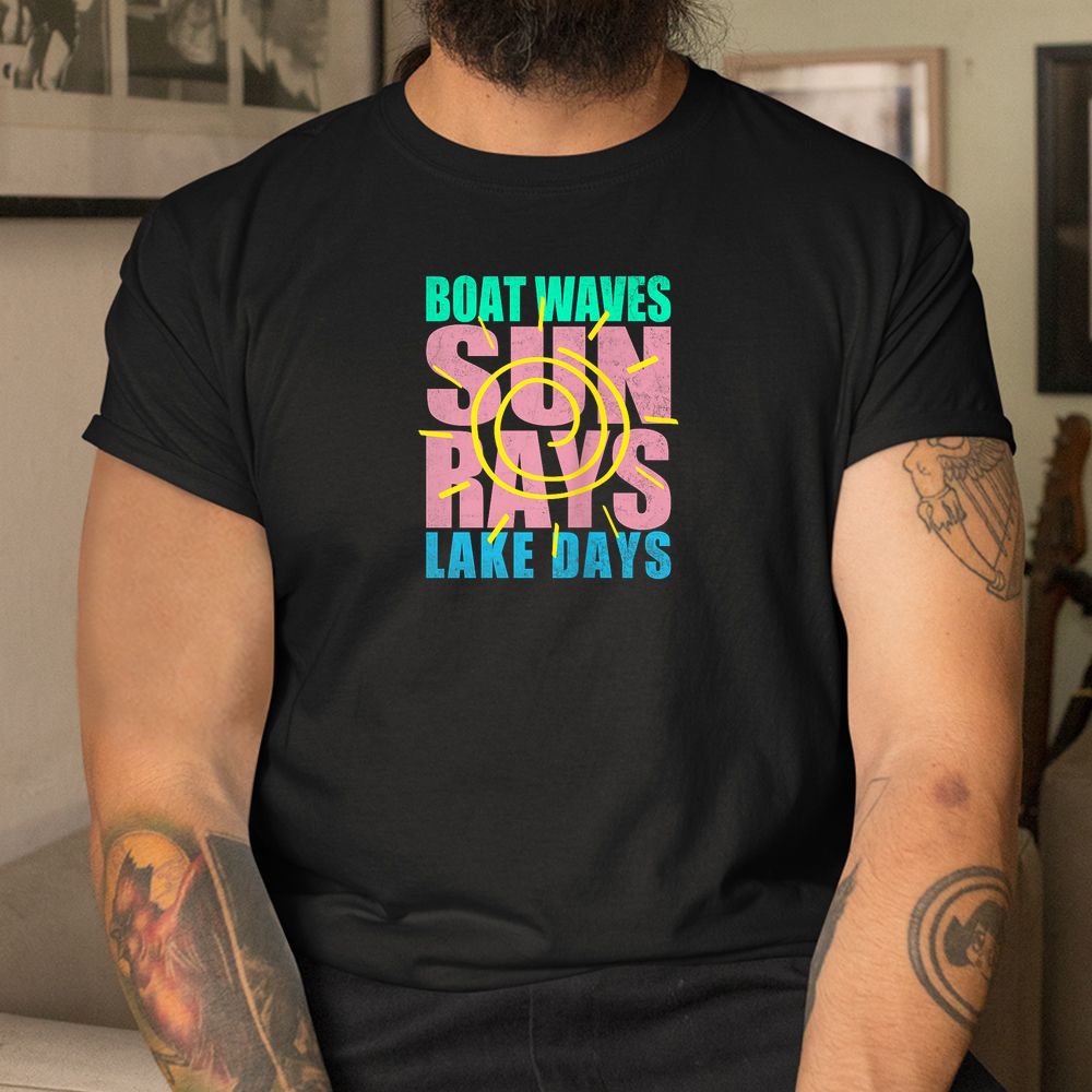 Boat Waves Sun Rays Lake Days Summer Vacation Mom Shirt