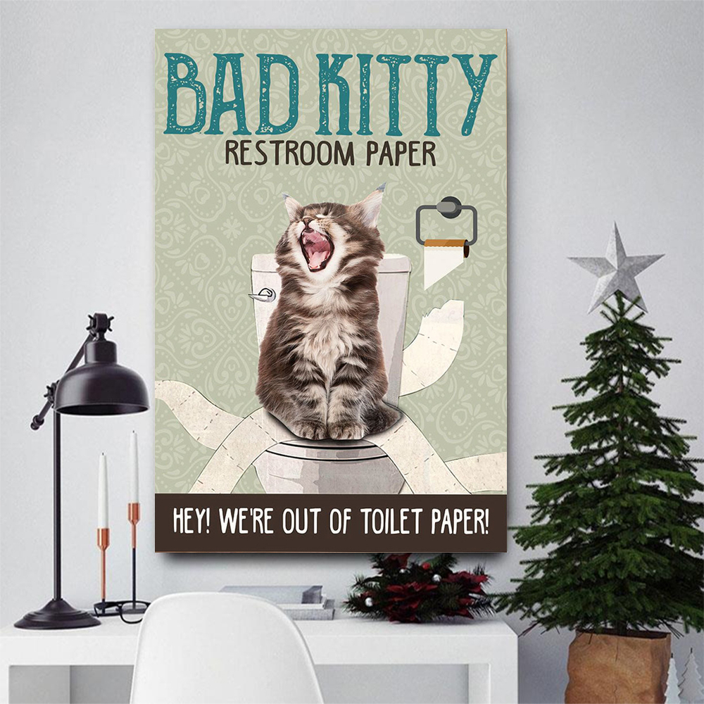 Kitty Restroom Cat Poster
