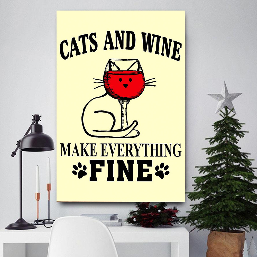 Loves Cats And Wine Cat Poster