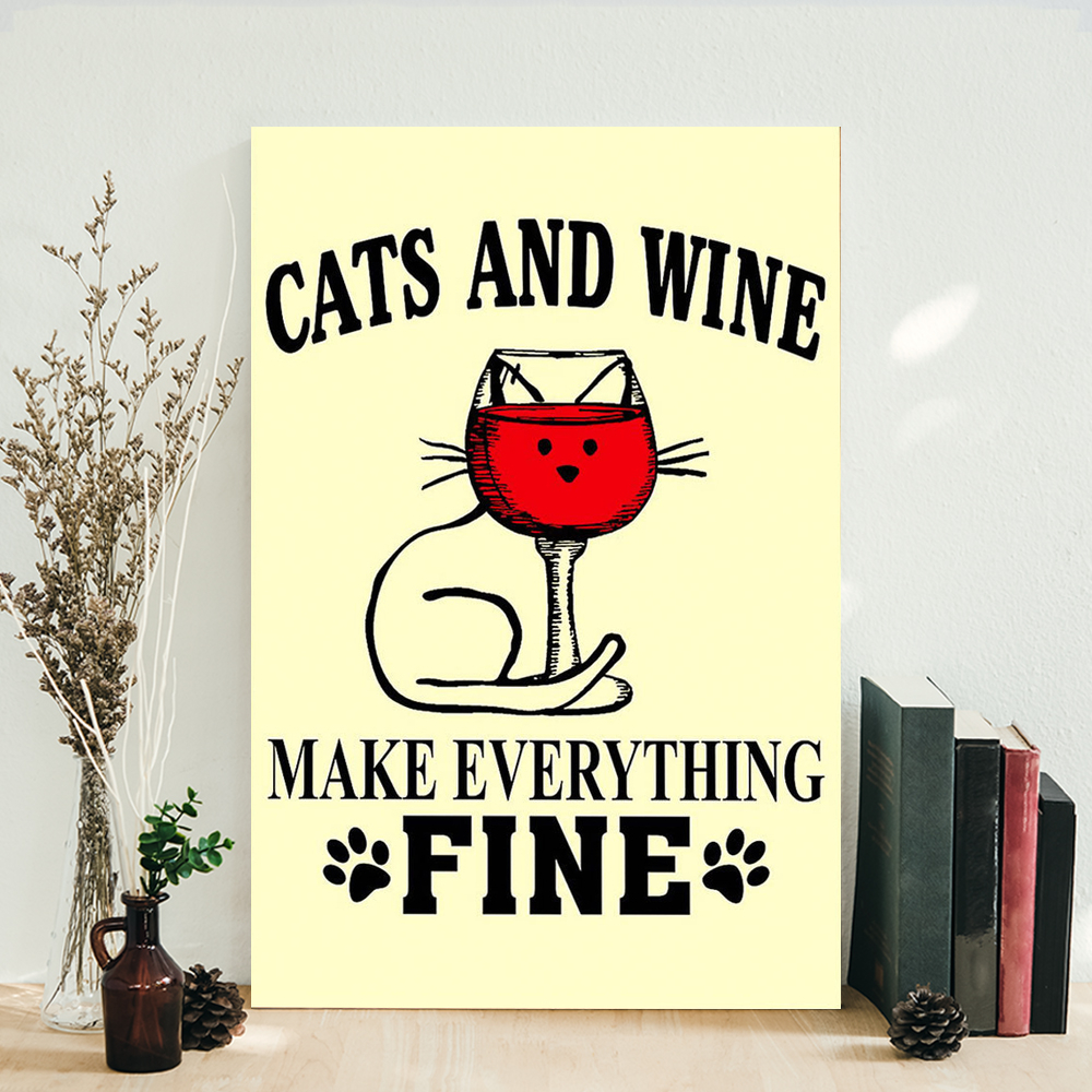 Loves Cats And Wine Cat Poster